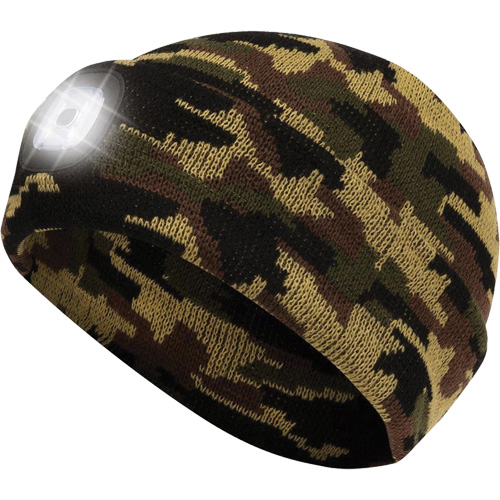 5677 Tuque en tricot avec lampe frontale &agrave; DEL, Doublure en Molleton, Taille unique, Camo Meunier Outillage Industriel