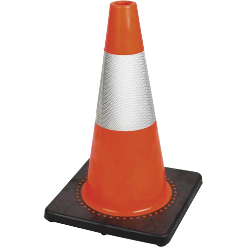 181 C&ocirc;ne de s&eacute;curit&eacute; flexible de premi&egrave;re qualit&eacute;, 18", Orange, Bande(s) r&eacute;fl&eacute;chissante(s) 6" Meunier Outillage Industriel