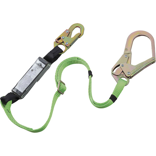 SA-5402-6A Longe d'absorption des chocs, 6', Point d'ancrage &agrave; Crochet d'armature, Crochet mousqueton aux jambes, Polyester Meunier Outillage Industriel