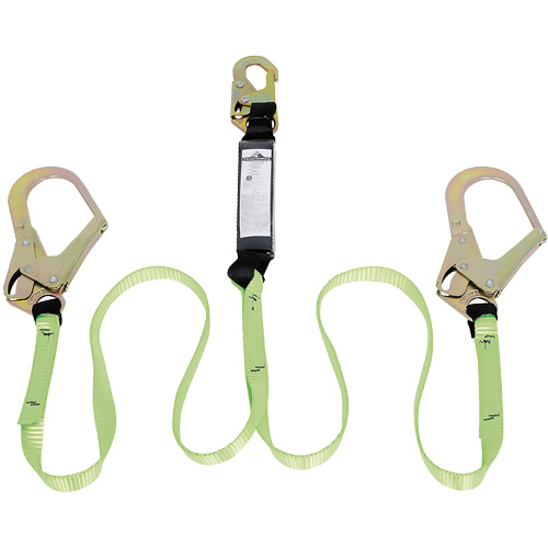 SA-54022-6 Shock Absorbing Lanyard, 6', Rebar Hook Center, Snap Hook Leg Ends, Polyester Meunier Outillage Industriel