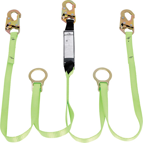 SA-54055-6 Shock Absorbing Lanyard, 6', Snap Hook Center, Snap Hook Leg Ends, Polyester Meunier Outillage Industriel