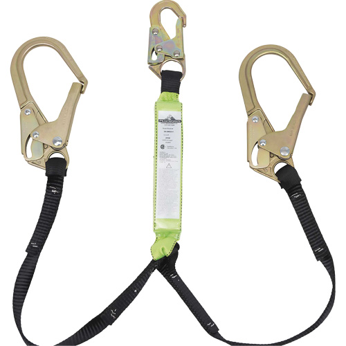 SA-64022-4 Shock Absorbing Lanyard, 4', Rebar Hook Center, Snap Hook Leg Ends, Polyester Meunier Outillage Industriel