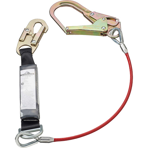 SA-5502-4 Shock Absorbing Lanyard, 4', Rebar Hook Center, Snap Hook Leg Ends, Polyester Meunier Outillage Industriel