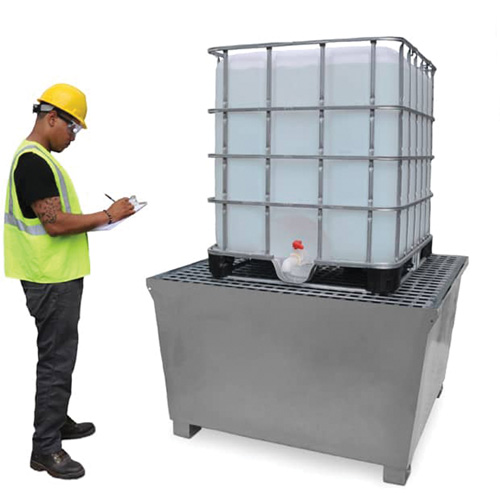 Ultra-IBC Spill Pallet en acier, Capacit&eacute; de d&eacute;versement 370 gal. US, 57,6" x 34,7" x 56,9" Meunier Outillage Industriel