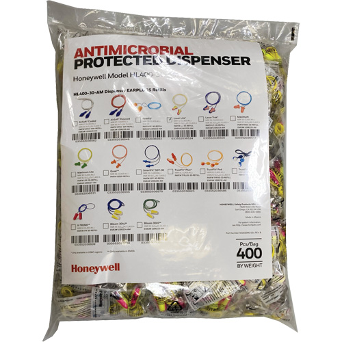 LL-30 Earplugs Refill for HL400 Dispenser, Bulk - Polybag, Corded Meunier Outillage Industriel