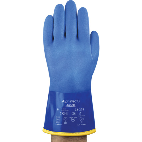 AlphaTec&reg; 23-202 PVC Gloves, Size 8, 11.8" L, Cotton, Fleece Inner Lining Meunier Outillage Industriel