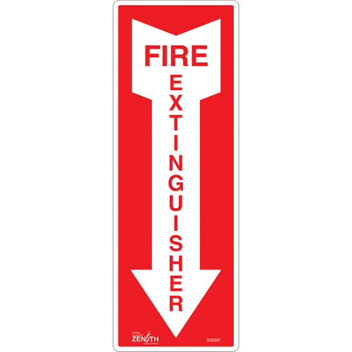Enseigne Fire Extinguisher, 5" x 14", Vinyle, Anglais avec pictogramme Meunier Outillage Industriel