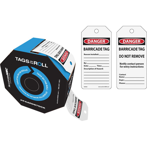Danger Barricade Tags, Cardstock, 3" W x 6-1/4" H, English Meunier Outillage Industriel