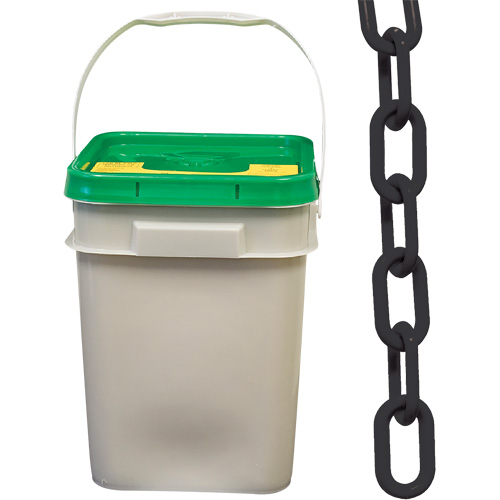 Chaîne de s&eacute;curit&eacute; en plastique robuste, Noir, Maillon de 2", 120' de long Meunier Outillage Industriel