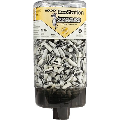 Distributeur de bouchons d'oreilles EcoStation avec des bouchons d'oreilles Zebras Meunier Outillage Industriel