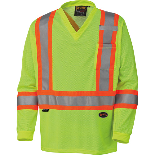 6985 Traffic Micro Mesh Long-Sleeved Safety Shirt, Small, High Visibility Lime-Yellow Meunier Outillage Industriel