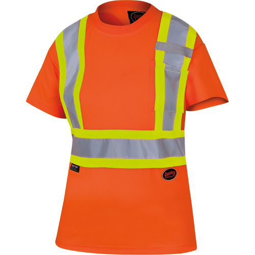 6948 Women's Bird's-Eye Safety T-Shirt, Polyester, X-Small, High Visibility Orange Meunier Outillage Industriel