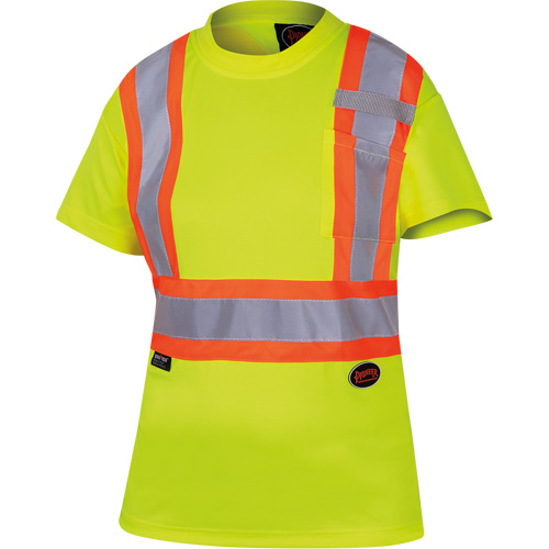 6949 T-shirt de s&eacute;curit&eacute; en il-de-perdrix pour femme, Polyester, T-petit, Jaune lime haute visibilit&eacute; Meunier Outillage Industriel