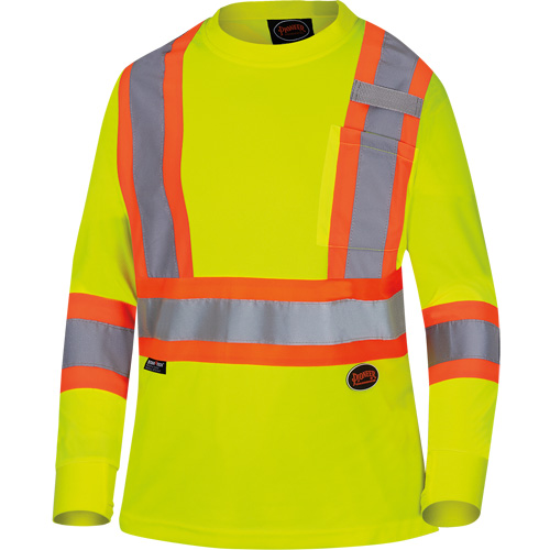 6969 Chandail de s&eacute;curit&eacute; &agrave; manches longues en il-de-perdrix pour femme, Polyester, T-petit, Jaune lime haute visibilit&eacute; Meunier Outillage Industriel