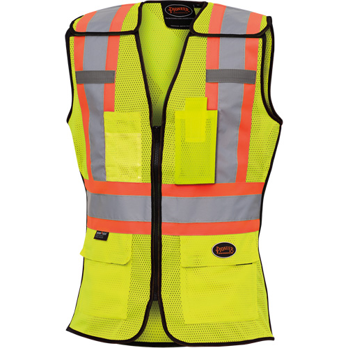 489 Women's High-Visibility Safety Tear-Away Vest, High Visibility Lime-Yellow, X-Small, Polyester Meunier Outillage Industriel