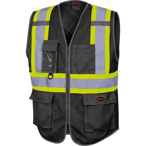 6959BK Veste de s&eacute;curit&eacute; haute visibilit&eacute; en tricot chaîne avec fermeture &agrave; glissi&egrave;re, Noir, T-petit, Polyester Meunier Outillage Industriel
