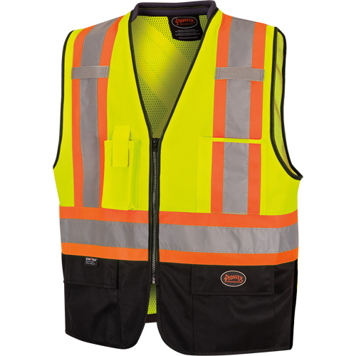 6895 Veste de s&eacute;curit&eacute; haute visibilit&eacute; bicolore avec fermeture &agrave; glissi&egrave;re sur tout le devant, Noir/Jaune lime haute visibilit&eacute;, 2T-Grand/3T-Grand, Polyester Meunier Outillage Industriel