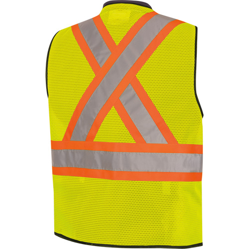 6895 Veste de s&eacute;curit&eacute; haute visibilit&eacute; bicolore avec fermeture &agrave; glissi&egrave;re sur tout le devant, Noir/Jaune lime haute visibilit&eacute;, 2T-Grand/3T-Grand, Polyester Meunier Outillage Industriel