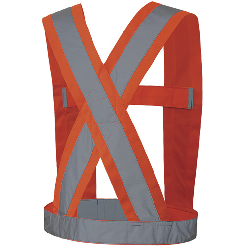 5491 Bretelles ajustables de s&eacute;curit&eacute; haute visibilit&eacute; de 4" de largeur, R&eacute;pond ou surpasse la norme CSA Z96 classe 2 - niveau 2, Orange haute visibilit&eacute;, Couleur r&eacute;fl&eacute;chissante Argent, Taille unique Meunier Outillage Industriel