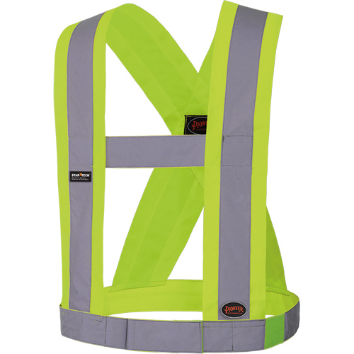 5493 Bretelles ajustables de s&eacute;curit&eacute; haute visibilit&eacute; de 4" de largeur, R&eacute;pond ou surpasse la norme CSA Z96 classe 2 - niveau 2, Jaune lime haute visibilit&eacute;, Couleur r&eacute;fl&eacute;chissante Argent, Taille uniq Meunier Outillage Industriel