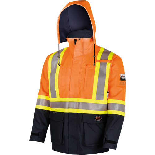 4484 Defender&reg; FR/Arc/Antistatic Trilaminate Safety Jacket, Small, Black/High Visibility Orange, 11 cal/cm² Meunier Outillage Industriel