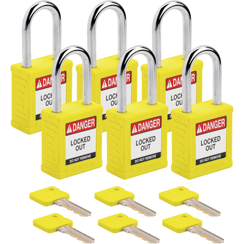 Velocity Lockout Padlocks, Yellow, Keyed Alike, Nylon, 1-1/2" Width Meunier Outillage Industriel