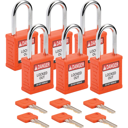 Velocity Lockout Padlocks, Orange, Keyed Different, Nylon, 1-1/2" Width Meunier Outillage Industriel