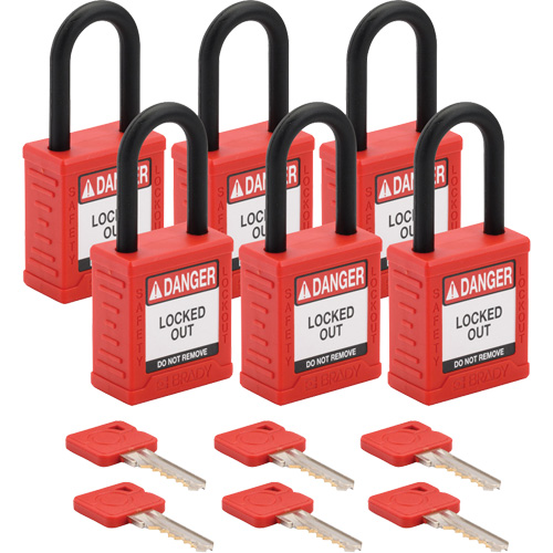 Velocity Lockout Padlocks, Red, Keyed Different, Nylon, 1-1/2" Width Meunier Outillage Industriel