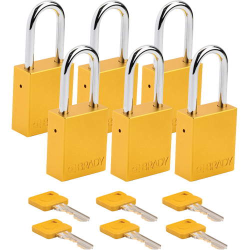 Velocity Lockout Padlocks, Yellow, Keyed Different, Aluminum, 1-1/2" Width Meunier Outillage Industriel