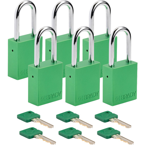 Cadenas de verrouillage Velocity, Vert, Cl&eacute;s identiques, Aluminium, Largeur de 1-1/2" Meunier Outillage Industriel