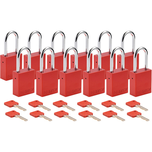 Cadenas de verrouillage Velocity, Rouge, Cl&eacute;s identiques, Aluminium, Largeur de 1-1/2" Meunier Outillage Industriel