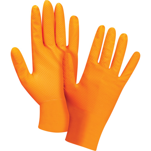 Gants d'examen de poids lourd &agrave; prise tactile, 2T-Grand, Nitrile, 8 mils, Sans poudre, Orange, Classe 2 Meunier Outillage Industriel