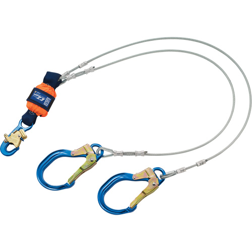 Energy Absorbing Lanyard, 6', Rebar Hook Center, Snap Hook Leg Ends, Metal Meunier Outillage Industriel