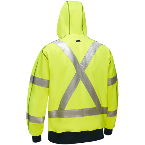 Bisley&reg; X-Back Full Zip Hooded Sweatshirt with Sherpa Lining, 3X-Large, High Visibility Lime-Yellow Meunier Outillage Industriel