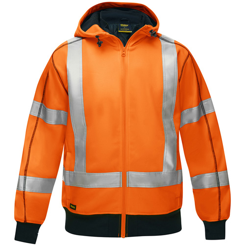 Bisley&reg; X-Back Full Zip Hooded Sweatshirt with Sherpa Lining, Medium, High Visibility Orange Meunier Outillage Industriel
