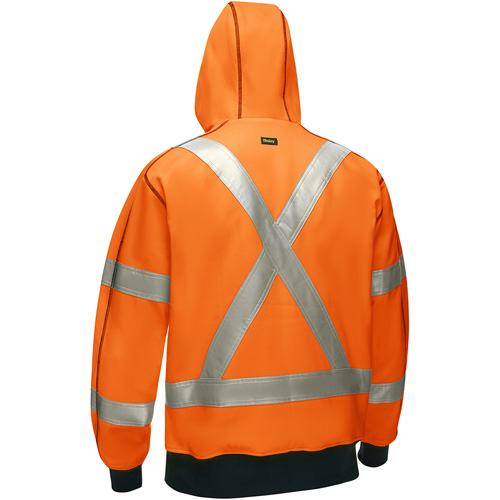 Bisley&reg; X-Back Full Zip Hooded Sweatshirt with Sherpa Lining, Medium, High Visibility Orange Meunier Outillage Industriel