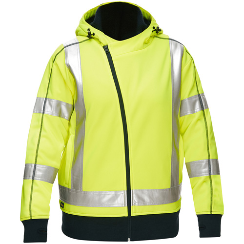 Bisley&reg; X-Back Women's Contoured Full Zip Hooded Sweatshirt with Sherpa Lining, 3X-Large, High Visibility Lime-Yellow Meunier Outillage Industriel