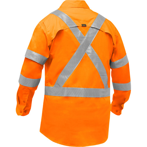 Bisley&reg; X-Back Long Sleeve Work Shirt with X-Airflow, Poly-Cotton, Small, High Visibility Orange Meunier Outillage Industriel