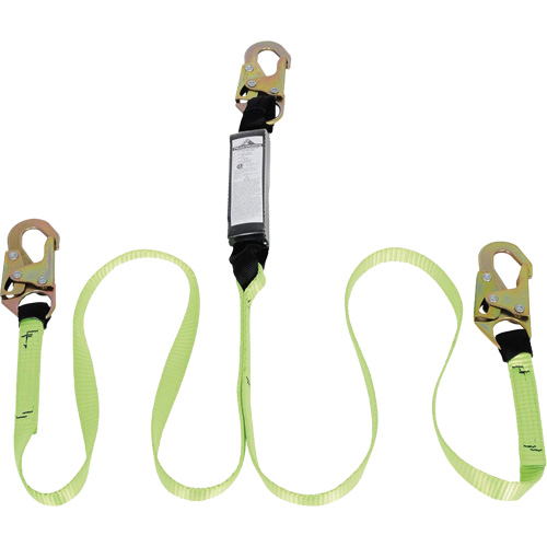 SA-54000-6 Shock Absorbing Lanyard, 6', Snap Hook Center, Snap Hook Leg Ends, Polyester Meunier Outillage Industriel