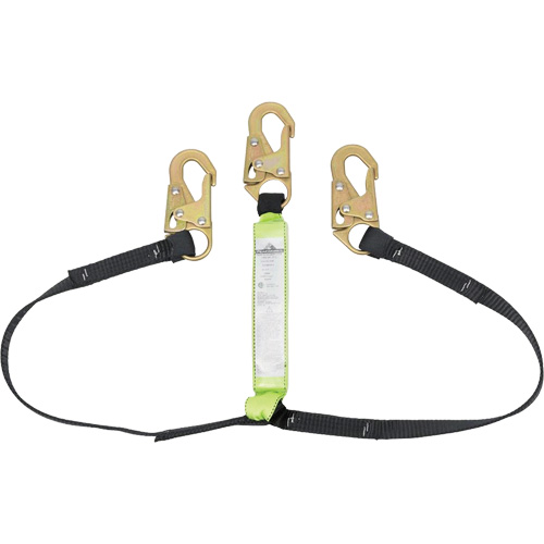 SA-64000-4 Shock Absorbing Lanyard, 4', Snap Hook Center, Snap Hook Leg Ends, Polyester Meunier Outillage Industriel