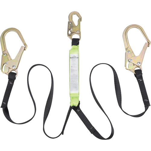 SA-64022-6 Shock Absorbing Lanyard, 6', Form Hook Center, Snap Hook Leg Ends, Polyester Meunier Outillage Industriel