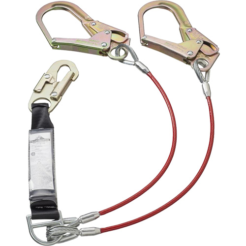 SA-55522-4 Longe &agrave; amortisseur de choc enduite de PVC, 4', Point d'ancrage &agrave; Crochet d&eacute;chafaudage, Crochet mousqueton aux jambes, Acier galvanis&eacute; Meunier Outillage Industriel