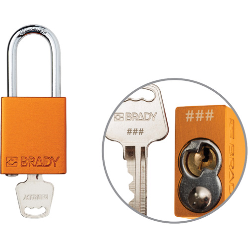 Cadenas de verrouillage de s&eacute;curit&eacute; Velocity Plus, Orange, Cl&eacute;s identiques, Aluminium, Largeur de 1-1/2" Meunier Outillage Industriel