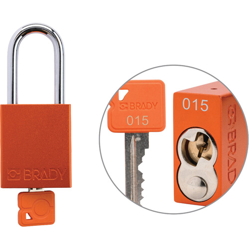 Cadenas de verrouillage de s&eacute;curit&eacute; Velocity Plus, Orange, Cl&eacute;s identiques, Aluminium, Largeur de 1-1/2" Meunier Outillage Industriel