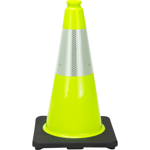 C&ocirc;ne de signalisation de premi&egrave;re qualit&eacute;, 18", Vert lime, Bande(s) r&eacute;fl&eacute;chissante(s) 6" Meunier Outillage Industriel