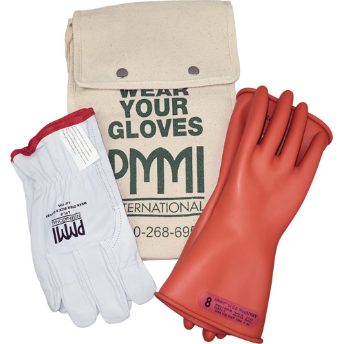 Ensemble de gants isolants en caoutchouc pour l'&eacute;lectricit&eacute;, ASTM classe 0, Taille 8, 11" lo Meunier Outillage Industriel
