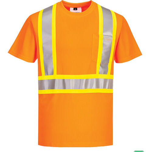 T-shirt de s&eacute;curit&eacute; &agrave; bandes contrastantes, Polyester, Petit, Orange haute visibilit&eacute; Meunier Outillage Industriel