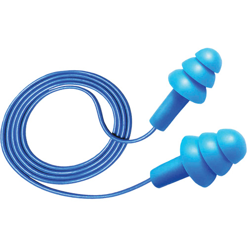 Bouchons d'oreilles d&eacute;tectables et r&eacute;utilisables Hush 50-25, Avec cordon, Taille unique, Vrac - Boîte, NRR dB 25 Meunier Outillage Industriel