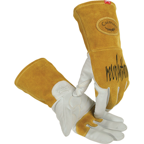 Caiman&reg; Premium TIG/MIG Welder's Gloves with FR Insulated Split Cowhide Back, Grain Goatskin, Size Small Meunier Outillage Industriel