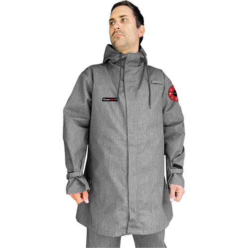Manteau CoreMAX FR 35" avec capuchon attach&eacute;, Petit, Gris Meunier Outillage Industriel